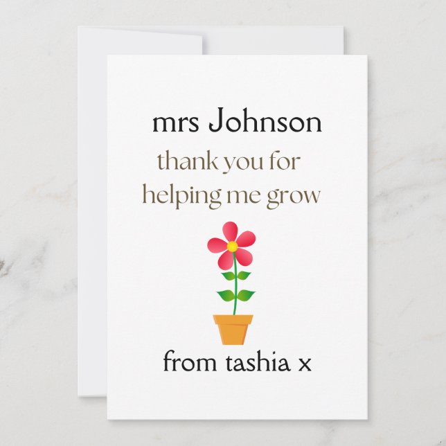 Cartão De Agradecimento Presente personalizado de professor, presente de p (Frente)