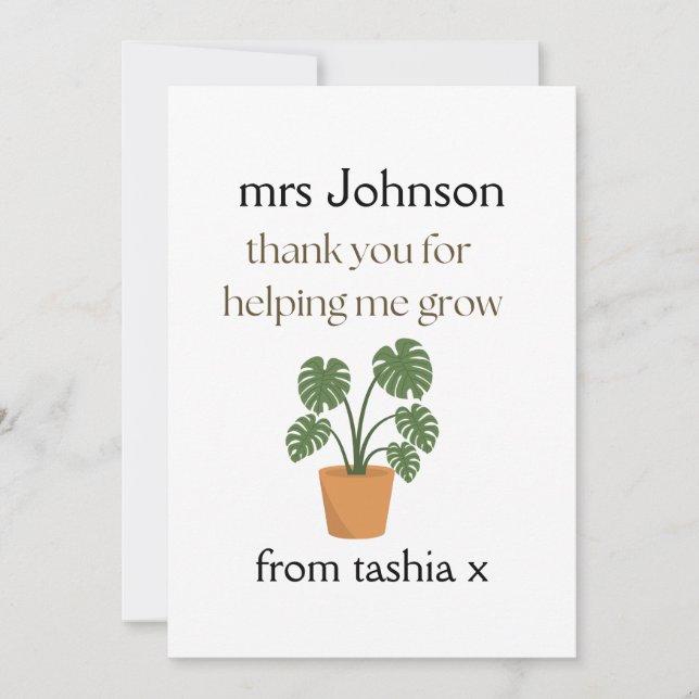 Cartão De Agradecimento Presente personalizado de professor, presente de p (Frente)