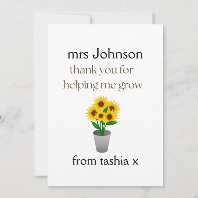 Cartão De Agradecimento Presente Personalizado para Professor, Presente de (Frente)