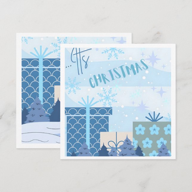 Cartão De Agradecimento Presentes de neve com placa de natal plana (Frente/Verso)