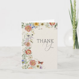 Cartão De Agradecimento Pressed Wildflower Bridal Shower Thank You Card