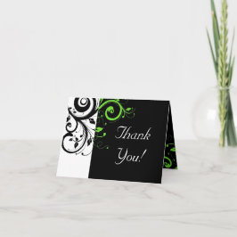 Cartão De Agradecimento Preto/Branco/Lima Verde Bold Swirl Obrigado