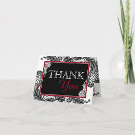 Cartão De Agradecimento Preto de Renda Branco Moderno Goth Obrigado