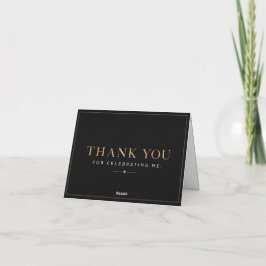 Cartão de Agradecimento Preto Dourado Elegante – C