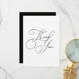 Cartão De Agradecimento Preto e branco minimalista elegante