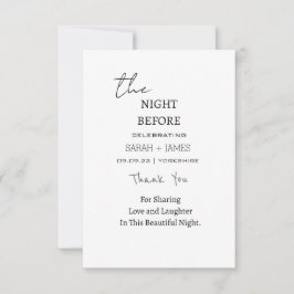 Cartão De Agradecimento Preto e Branco Minimalista Na Noite Antes Do Casam