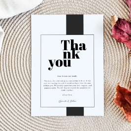 Cartão De Agradecimento Preto e branco mínimos