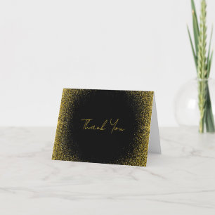 Cartão de Agradecimento Preto e Dourado Elegante