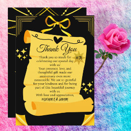 Cartão De Agradecimento Preto e Dourado Old Scroll Aniversário de 50 Anos 