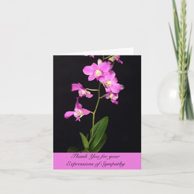 Cartão de Agradecimento Preto Elegante com Flores  (Frente)