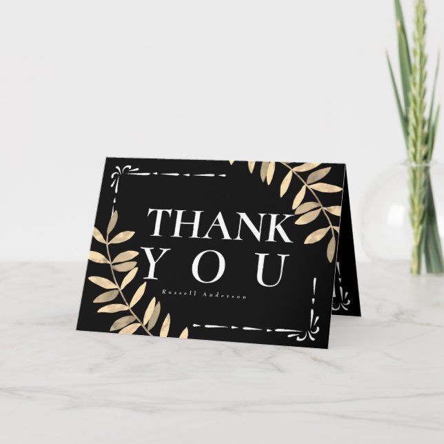 Cartão De Agradecimento Preto Minimalista (Frente)