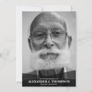 Cartão De Agradecimento Preto moderno & branco em funeral Loving da