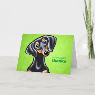Cartão De Agradecimento Preto/Tan Dachshund Obrigado Personalizado