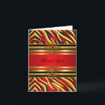 Cartão De Agradecimento Preto vermelho do ouro da zebra da festa de<br><div class="desc">Preto vermelho do ouro da zebra da festa de aniversário dos cartões de agradecimentos</div>