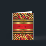 Cartão De Agradecimento Preto vermelho do ouro da zebra da festa de<br><div class="desc">Preto vermelho do ouro da zebra da festa de aniversário dos cartões de agradecimentos</div>