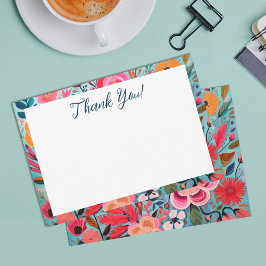 Cartão De Agradecimento Pretty Botanical Girly Floral Thank You