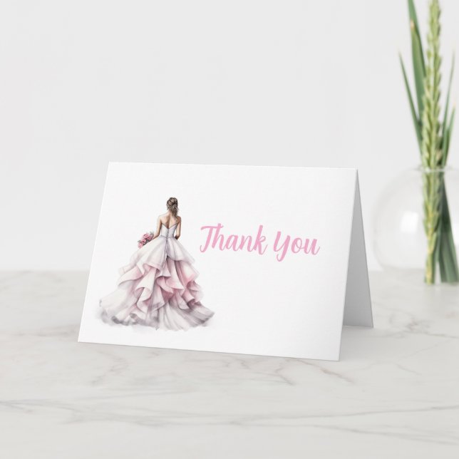 Cartão De Agradecimento Pretty in Pink Bridal Shower Thank You Card (Frente)