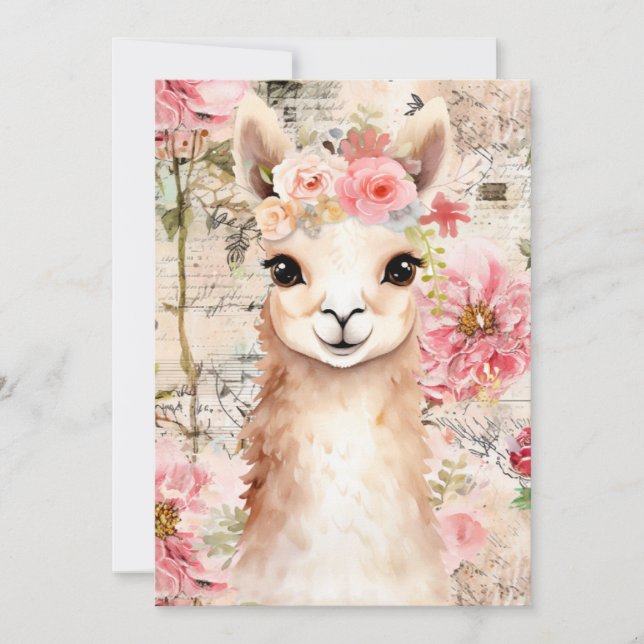Cartão De Agradecimento Pretty Llama cards (blank inside) (Frente)