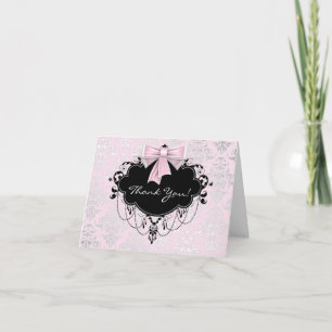 Cartão De Agradecimento Pretty Pink Damask Thank You