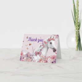 Cartão De Agradecimento Pretty Ponies and Petals Horse Thank You Cards