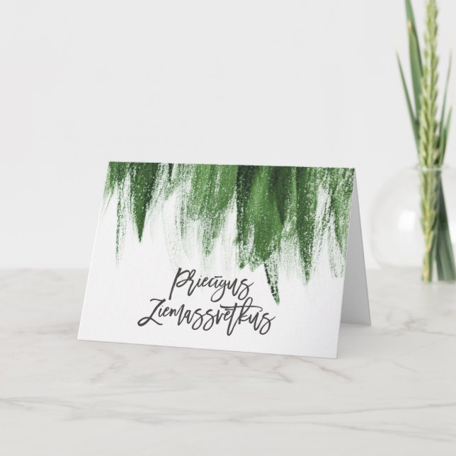 Cartão De Agradecimento Priezigus Ziemassvetkus Felry Christmas letão (Frente)