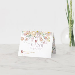 Cartão De Agradecimento Primavera Bloom Wildflower Purple Girl Chá de fral