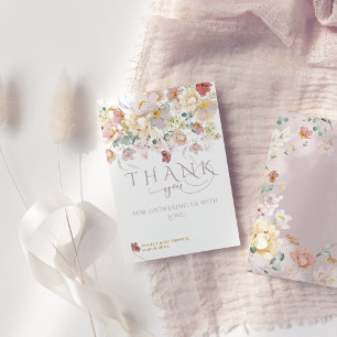 Cartão De Agradecimento Primavera Bloom Wildflower Purple Girl Chá de fral