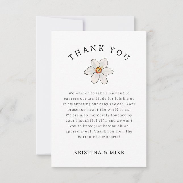 Cartão De Agradecimento Primavera Daffodil Flower Obrigado Chá de fraldas (Frente)