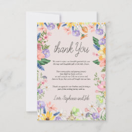 Cartão De Agradecimento Primavera de flor selvagem Chá de fraldas de aquar