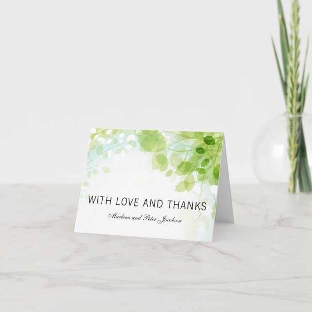 Cartão De Agradecimento Primavera deixa Watercolor Obrigado (Frente)
