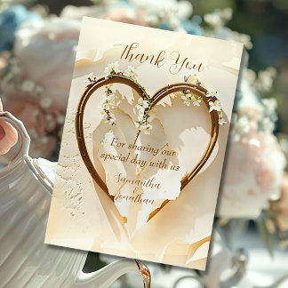 Cartão De Agradecimento Primavera Ensolarada Coração Elegante