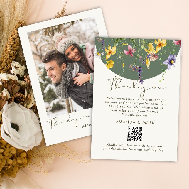 Cartão De Agradecimento Primavera Fall Boho Wildflower Bloom Whimical (Criador carregado)