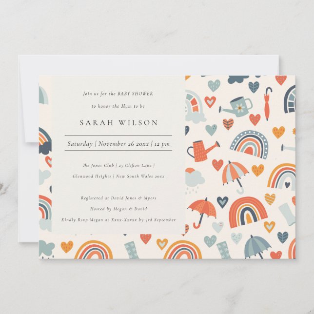 Cartão De Agradecimento Primavera Rainbow Clouds - Chá de fraldas Padrão (Frente)