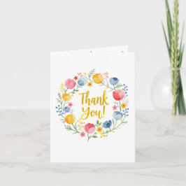 Cartão De Agradecimento Primavera Watercolor Floral Chá de fraldas Obrigad