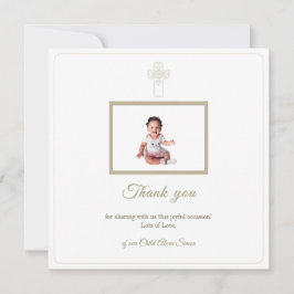 Cartão De Agradecimento Primeira Comunhão Sagrada e Dourada Personalizada