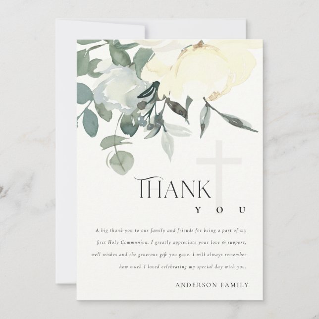 CARTÃO DE AGRADECIMENTO PRIMEIRA COMUNICAÇÃO SANTA FLORAL DO AQUA BRANCO D (Frente)