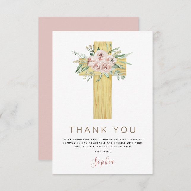 Cartão De Agradecimento Primeira Comunidade Sagrada, obrigado, rosa poeire (Frente/Verso)