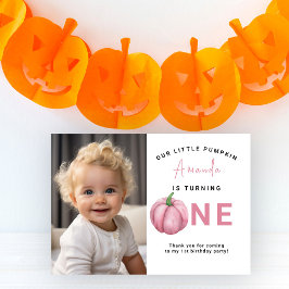 Cartão De Agradecimento Primeira festa de aniversário da Watercolor Pumpki