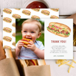 Cartão De Agradecimento Primeira Festa de aniversário de Cachorro Quente d