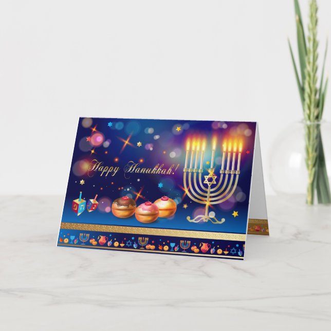 Cartão De Agradecimento Primeira Vela do Festival das Luzes de Hanukkah (Frente)