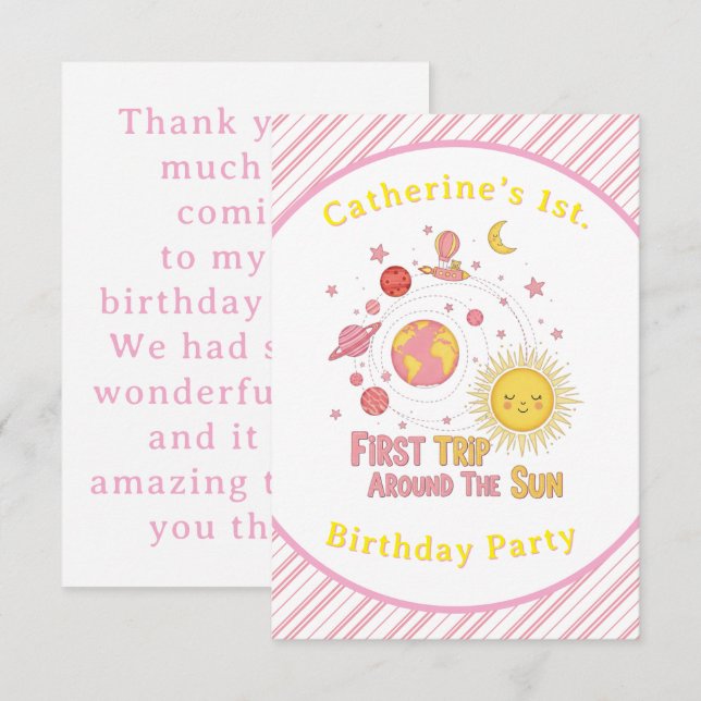 Cartão De Agradecimento Primeira Viagem À Volta Da Rapariga Solar 11ruas.  (Frente/Verso)