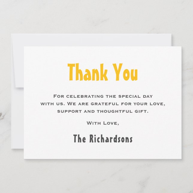 Cartão De Agradecimento Primeira viagem simples e cega em torno do primeir (Frente)