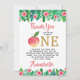 Cartão De Agradecimento Primeiro aniversario das Meninas de Pêssego Doce