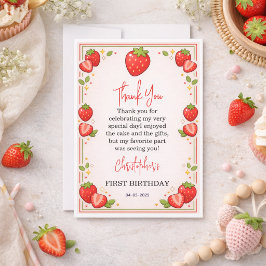 Cartão De Agradecimento Primeiro Aniversário de Berry | Primeiro Aniversár