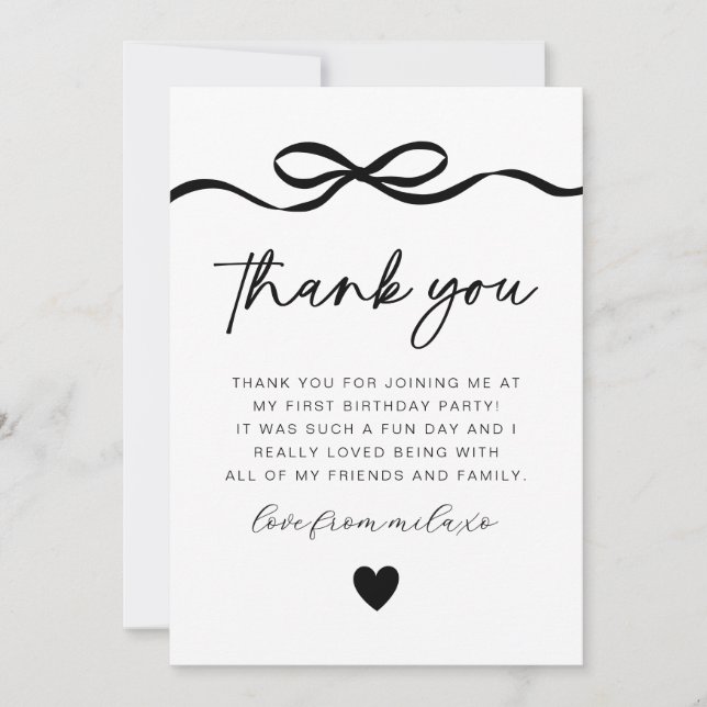 Cartão De Agradecimento primeiro aniversario de fotos do arco (Frente)