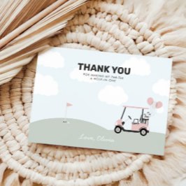 Cartão De Agradecimento Primeiro aniversario de Golfe Rosa Rosa Buraco-Em-