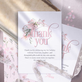 Cartão De Agradecimento Primeiro aniversario de Menina Maravilhosa Elegant