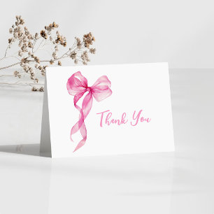 Cartão De Agradecimento Primeiro aniversario de Meninas de Arco Rosa