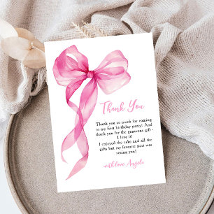 Cartão De Agradecimento Primeiro aniversario de Meninas de Arco Rosa