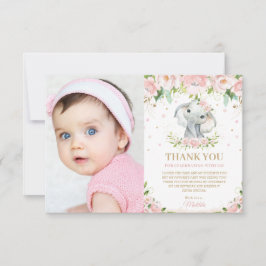 Cartão De Agradecimento primeiro aniversario De Placa De Elefante Cinza Ro